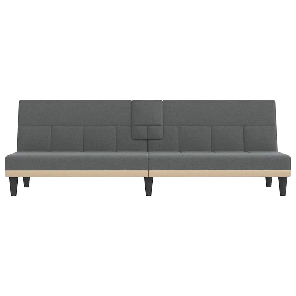 vidaXL Schlafsofa mit Getränkehaltern Dunkelgrau Stoff