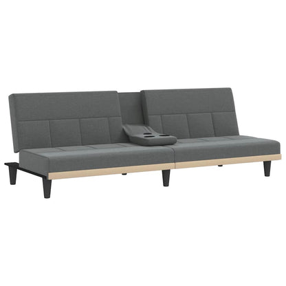 vidaXL Schlafsofa mit Getränkehaltern Dunkelgrau Stoff