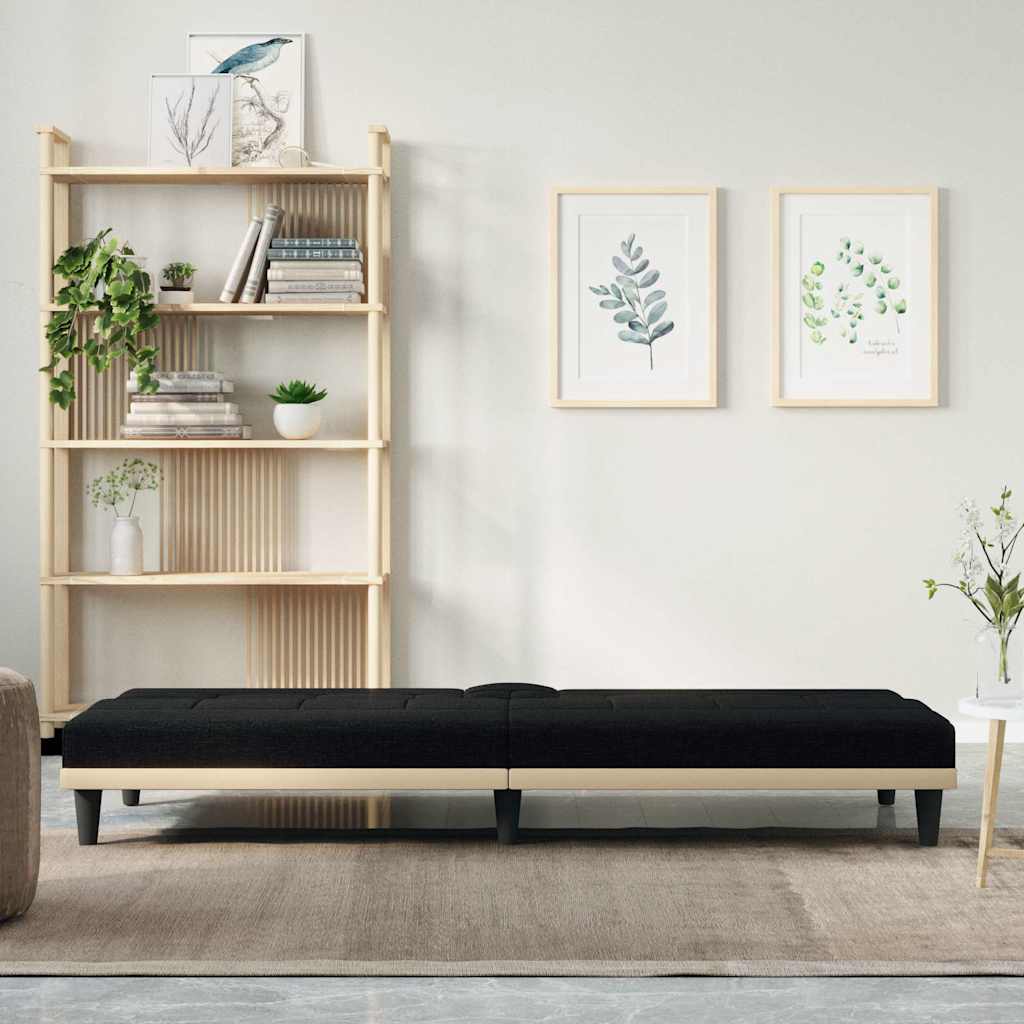 vidaXL Schlafsofa mit Getränkehaltern Schwarz Stoff