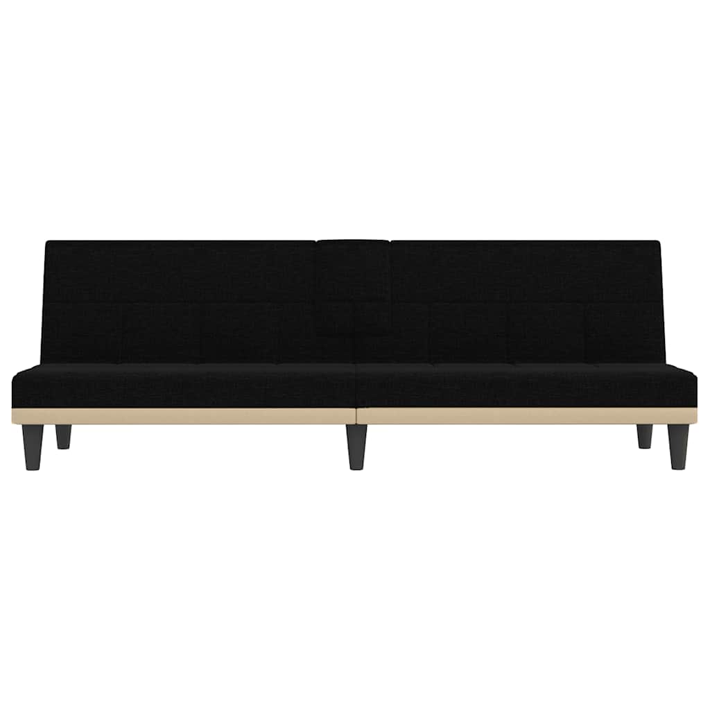 vidaXL Schlafsofa mit Getränkehaltern Schwarz Stoff