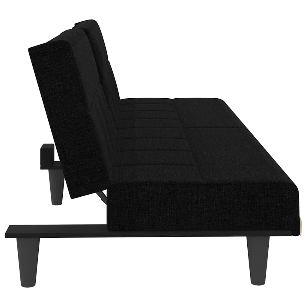 vidaXL Schlafsofa mit Getränkehaltern Schwarz Stoff