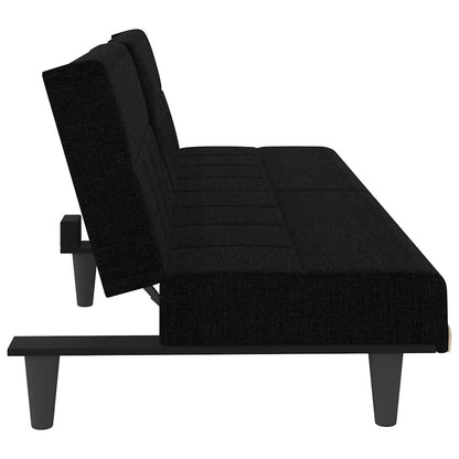vidaXL Schlafsofa mit Getränkehaltern Schwarz Stoff