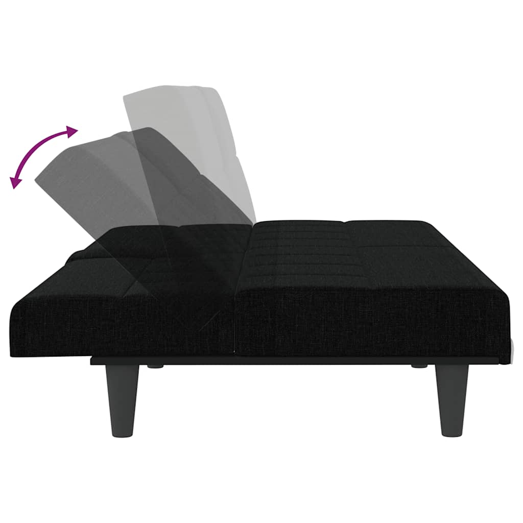 vidaXL Schlafsofa mit Getränkehaltern Schwarz Stoff