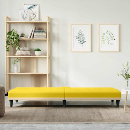 vidaXL Schlafsofa mit Getränkehaltern Hellgelb Stoff