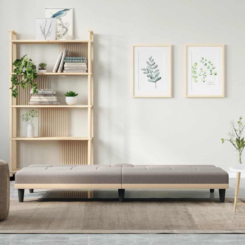vidaXL Canapé-lit avec porte-gobelets Tissu taupe