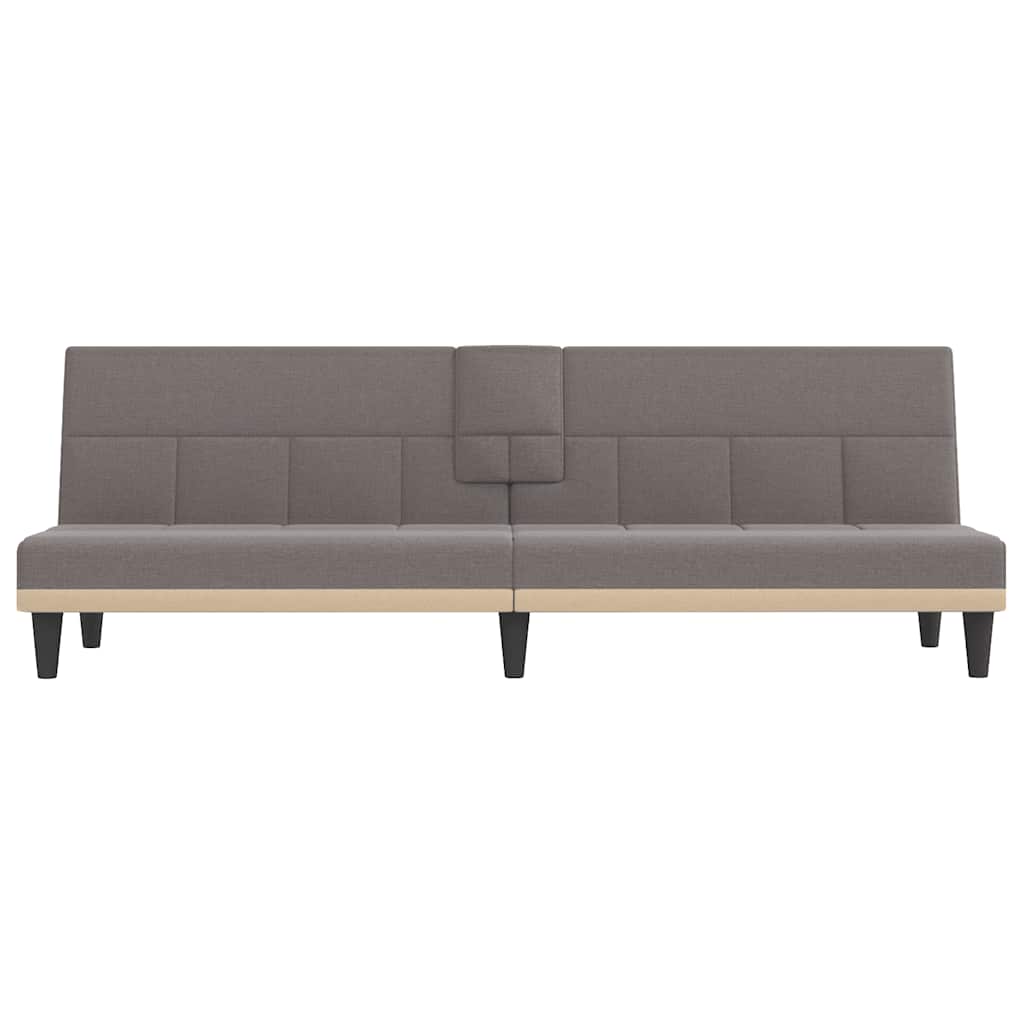 vidaXL Canapé-lit avec porte-gobelets Tissu taupe
