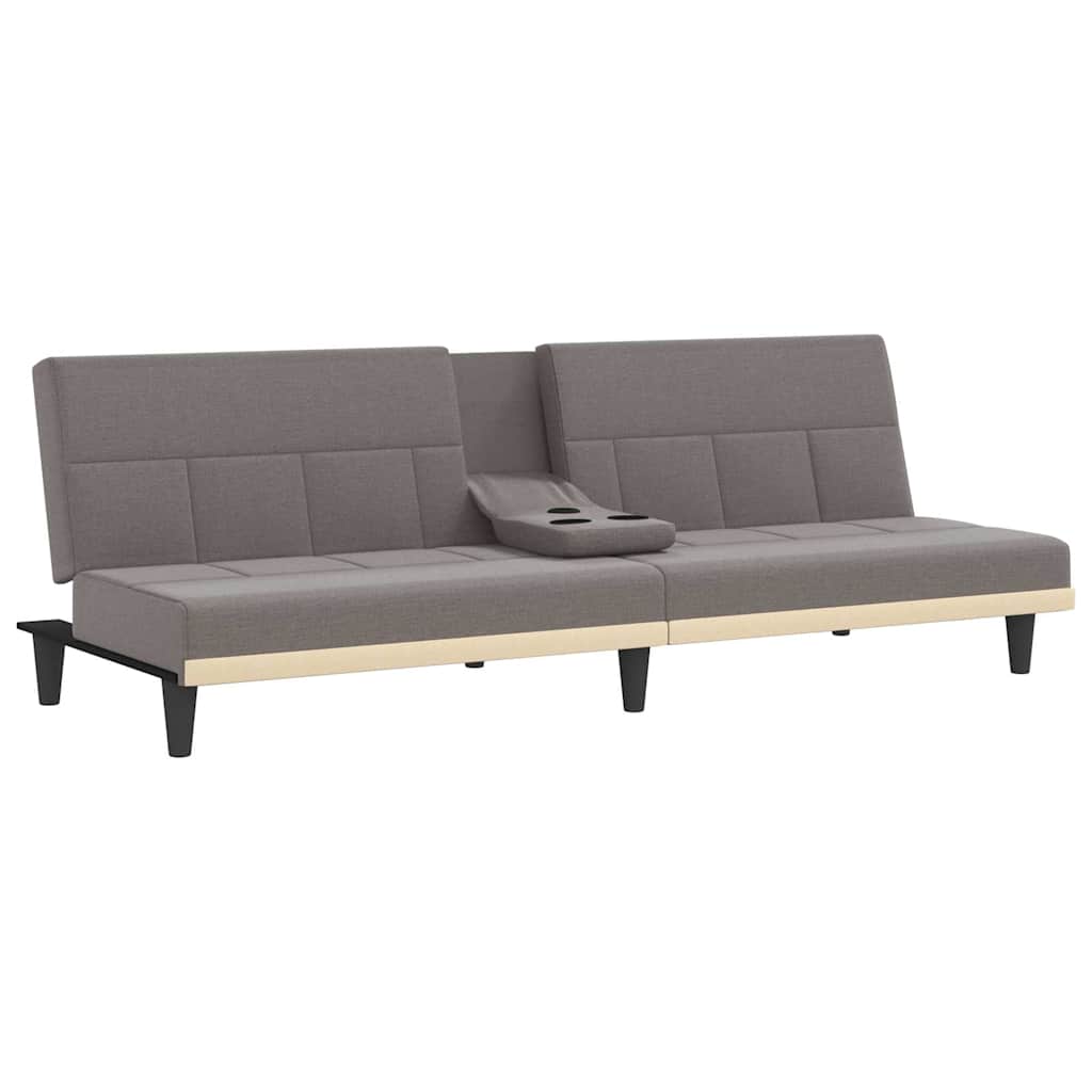 vidaXL Canapé-lit avec porte-gobelets Tissu taupe