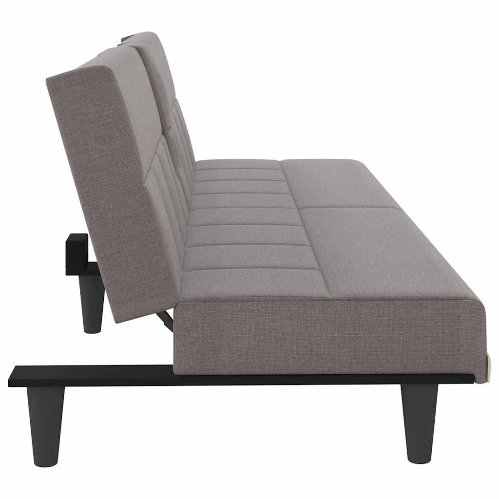 vidaXL Canapé-lit avec porte-gobelets Tissu taupe