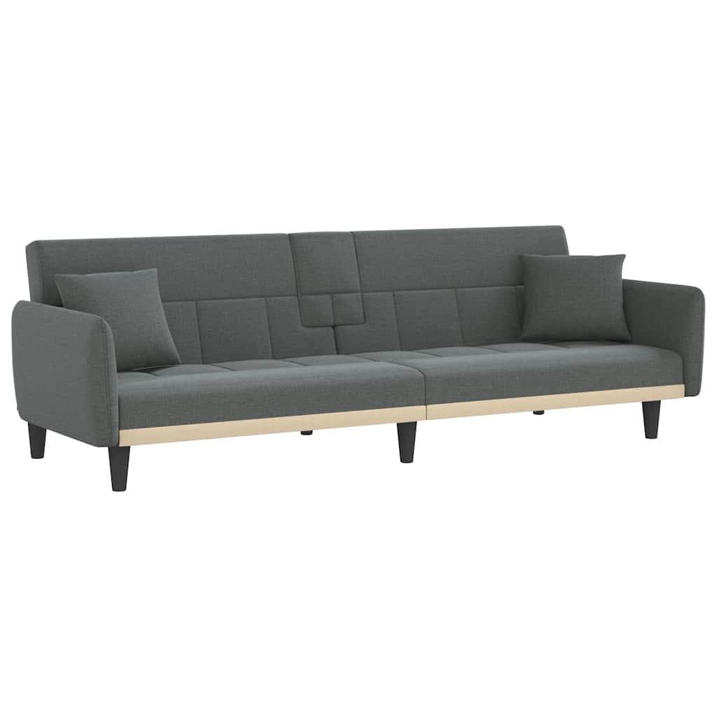 vidaXL Schlafsofa mit Getränkehaltern Dunkelgrau Stoff