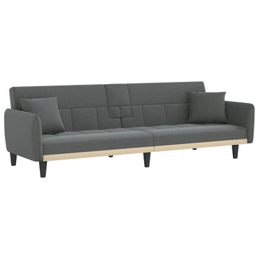 vidaXL Schlafsofa mit Getränkehaltern Dunkelgrau Stoff