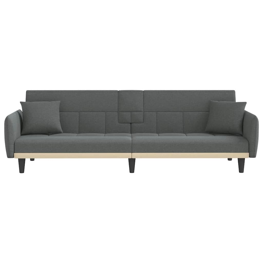 vidaXL Schlafsofa mit Getränkehaltern Dunkelgrau Stoff