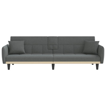 vidaXL Schlafsofa mit Getränkehaltern Dunkelgrau Stoff