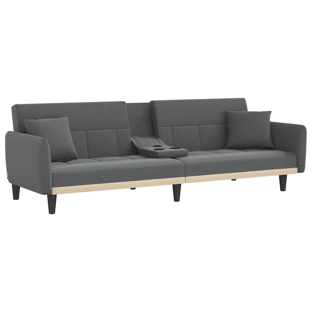 vidaXL Schlafsofa mit Getränkehaltern Dunkelgrau Stoff