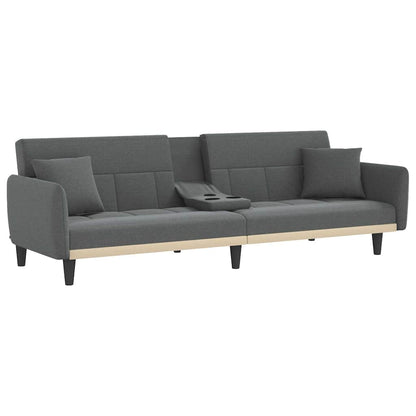 vidaXL Schlafsofa mit Getränkehaltern Dunkelgrau Stoff