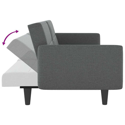 vidaXL Schlafsofa mit Getränkehaltern Dunkelgrau Stoff