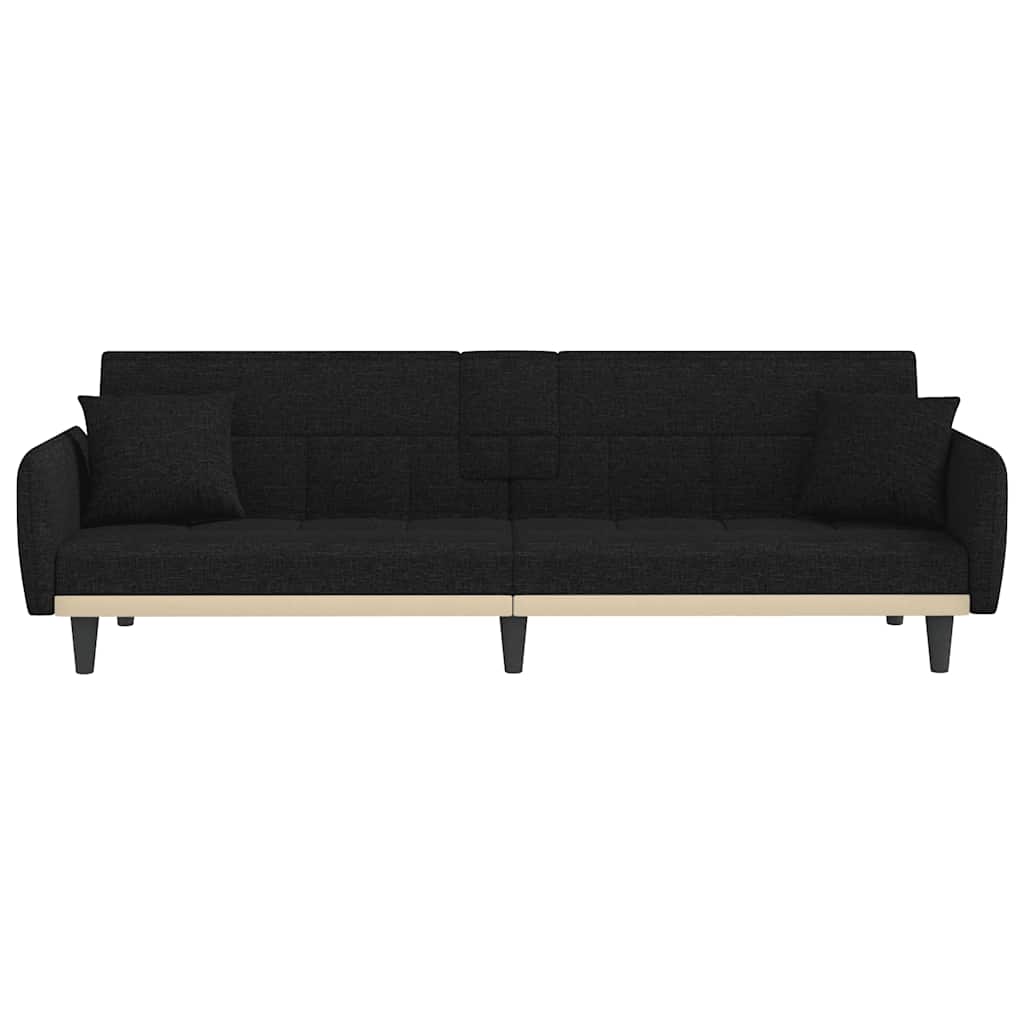 vidaXL Schlafsofa mit Getränkehaltern Schwarz Stoff