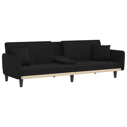 vidaXL Schlafsofa mit Getränkehaltern Schwarz Stoff