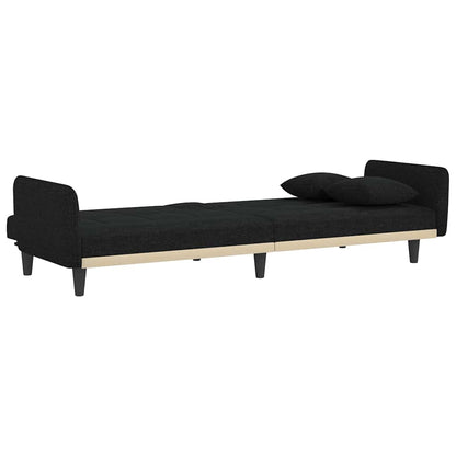 vidaXL Schlafsofa mit Getränkehaltern Schwarz Stoff