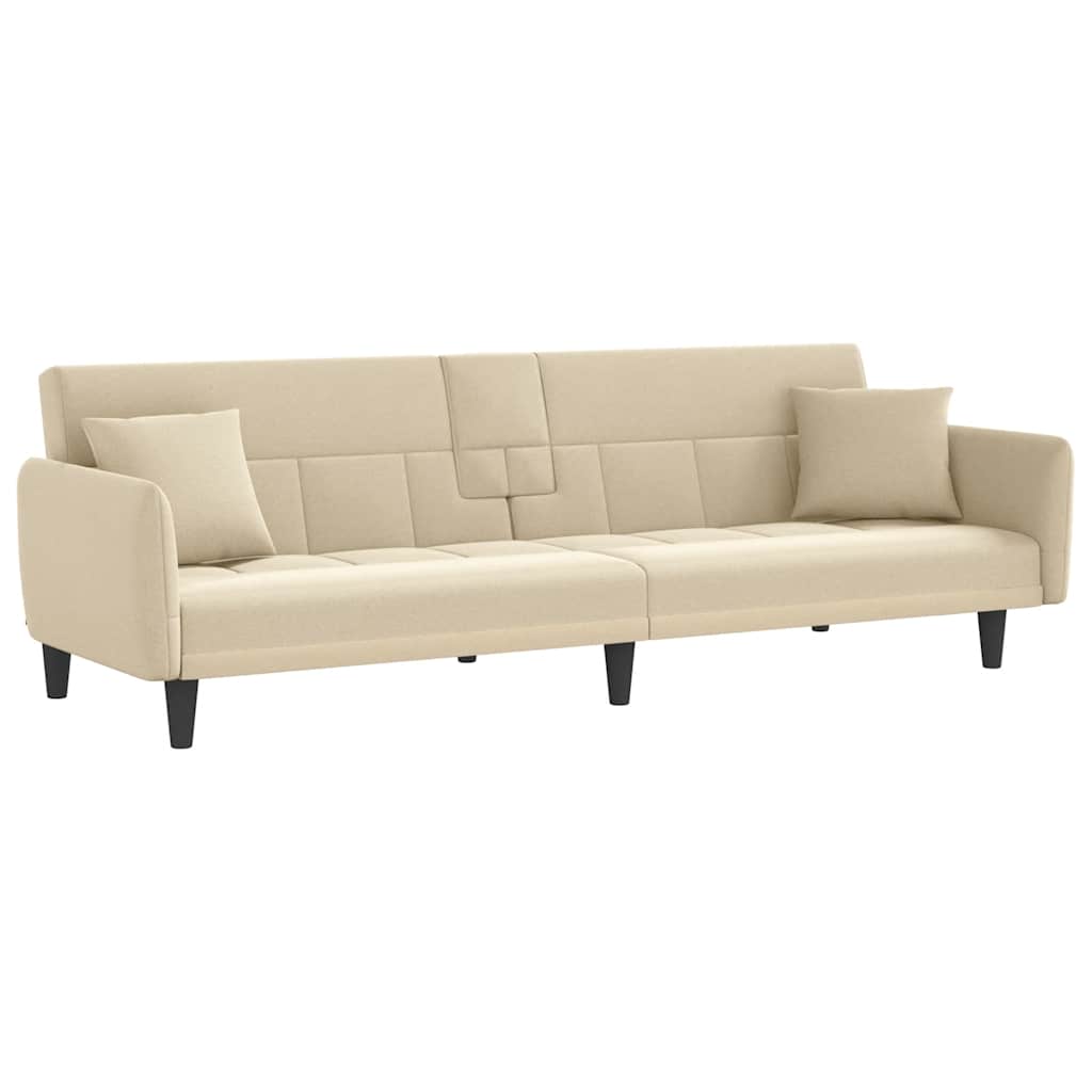 vidaXL Schlafsofa mit Getränkehaltern Creme Stoff