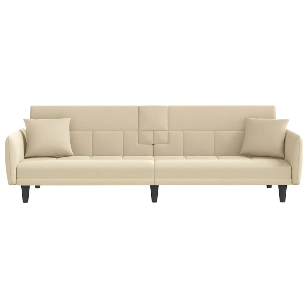 vidaXL Schlafsofa mit Getränkehaltern Creme Stoff