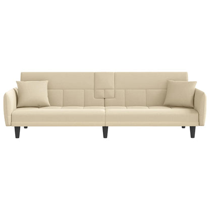 vidaXL Schlafsofa mit Getränkehaltern Creme Stoff