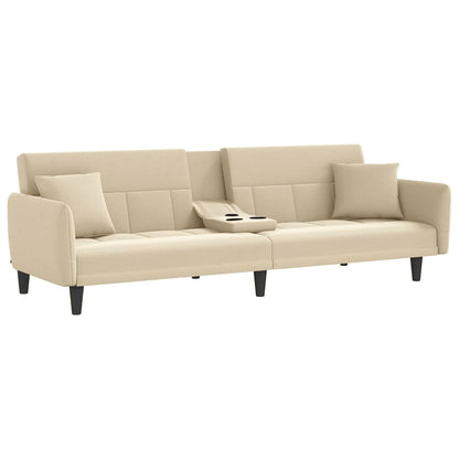 vidaXL Schlafsofa mit Getränkehaltern Creme Stoff