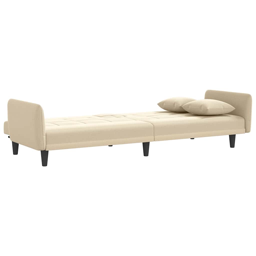 vidaXL Schlafsofa mit Getränkehaltern Creme Stoff