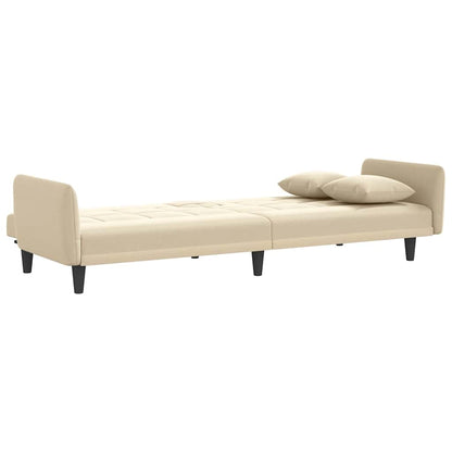 vidaXL Schlafsofa mit Getränkehaltern Creme Stoff