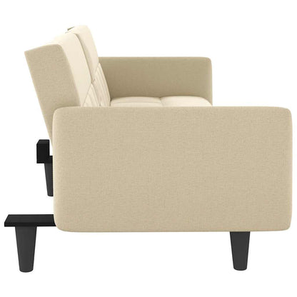 vidaXL Schlafsofa mit Getränkehaltern Creme Stoff