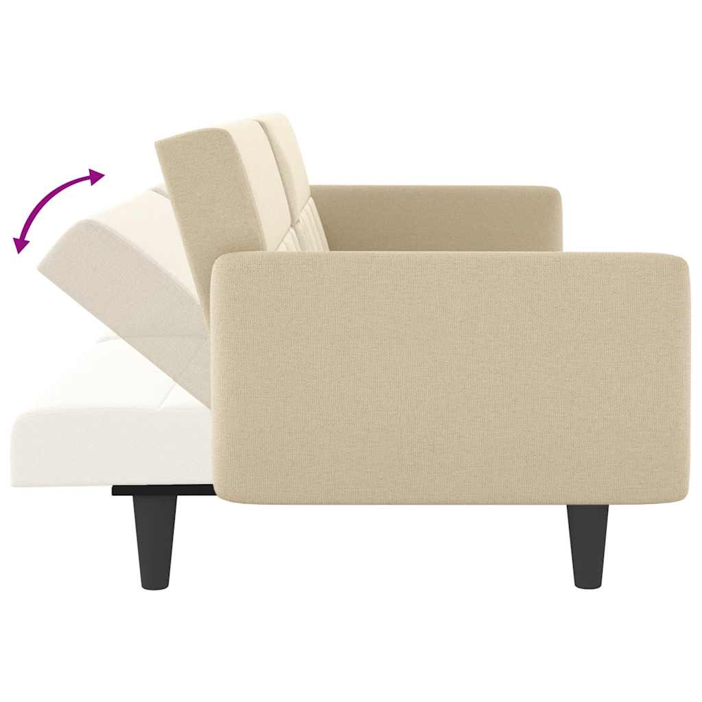 vidaXL Schlafsofa mit Getränkehaltern Creme Stoff