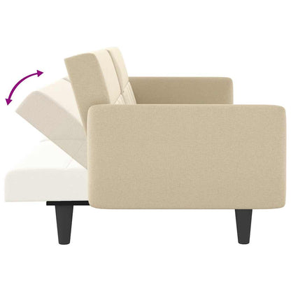 vidaXL Schlafsofa mit Getränkehaltern Creme Stoff