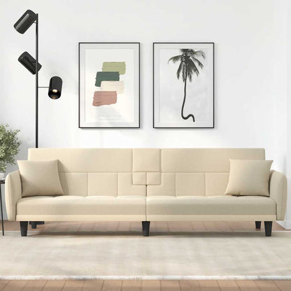 vidaXL Schlafsofa mit Getränkehaltern Creme Stoff