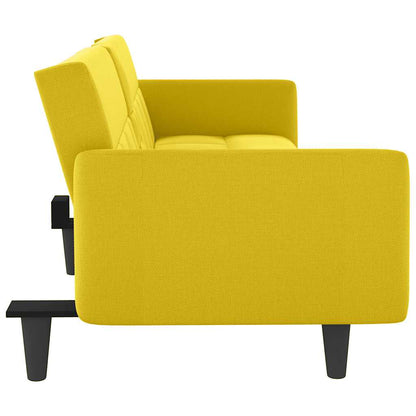vidaXL Schlafsofa mit Getränkehaltern Hellgelb Stoff