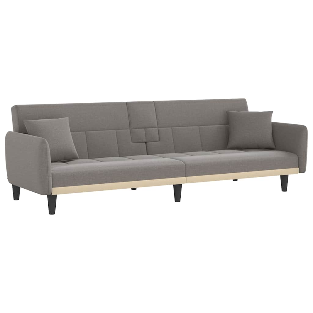 vidaXL Schlafsofa mit Getränkehaltern Taupe Stoff