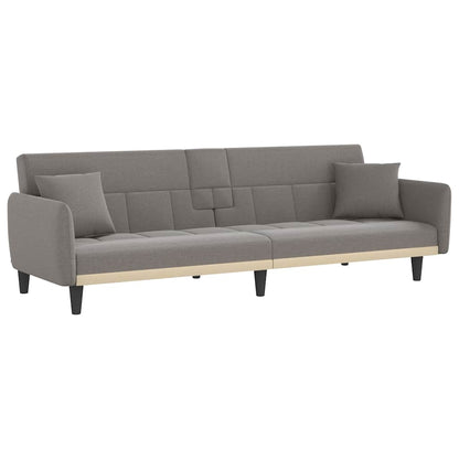 vidaXL Schlafsofa mit Getränkehaltern Taupe Stoff