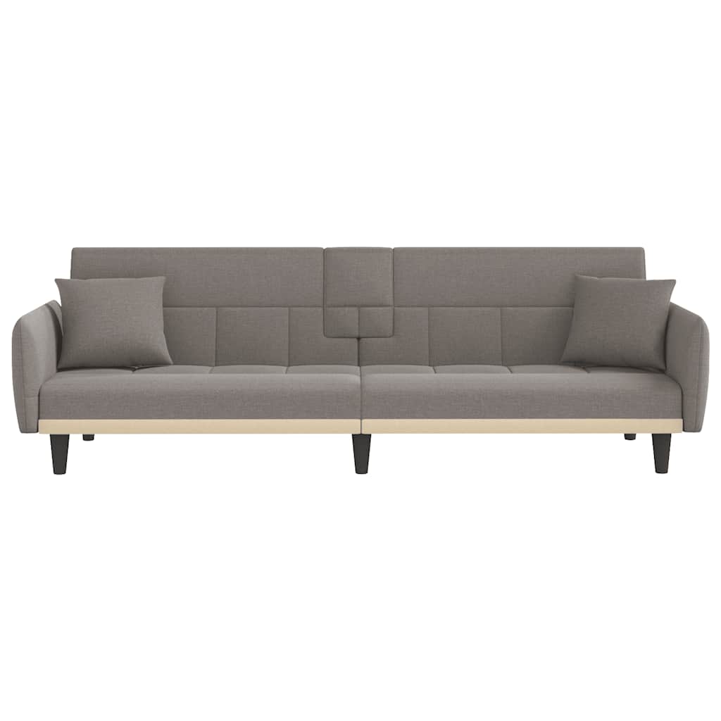 vidaXL Schlafsofa mit Getränkehaltern Taupe Stoff