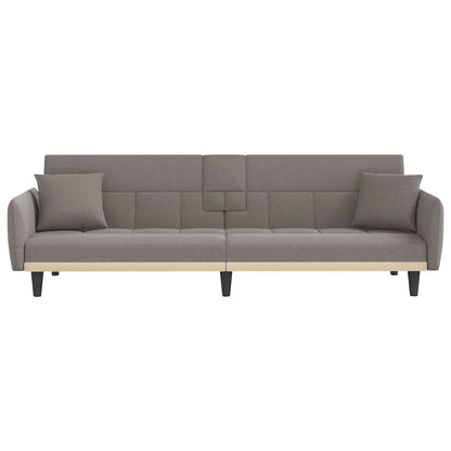 vidaXL Schlafsofa mit Getränkehaltern Taupe Stoff