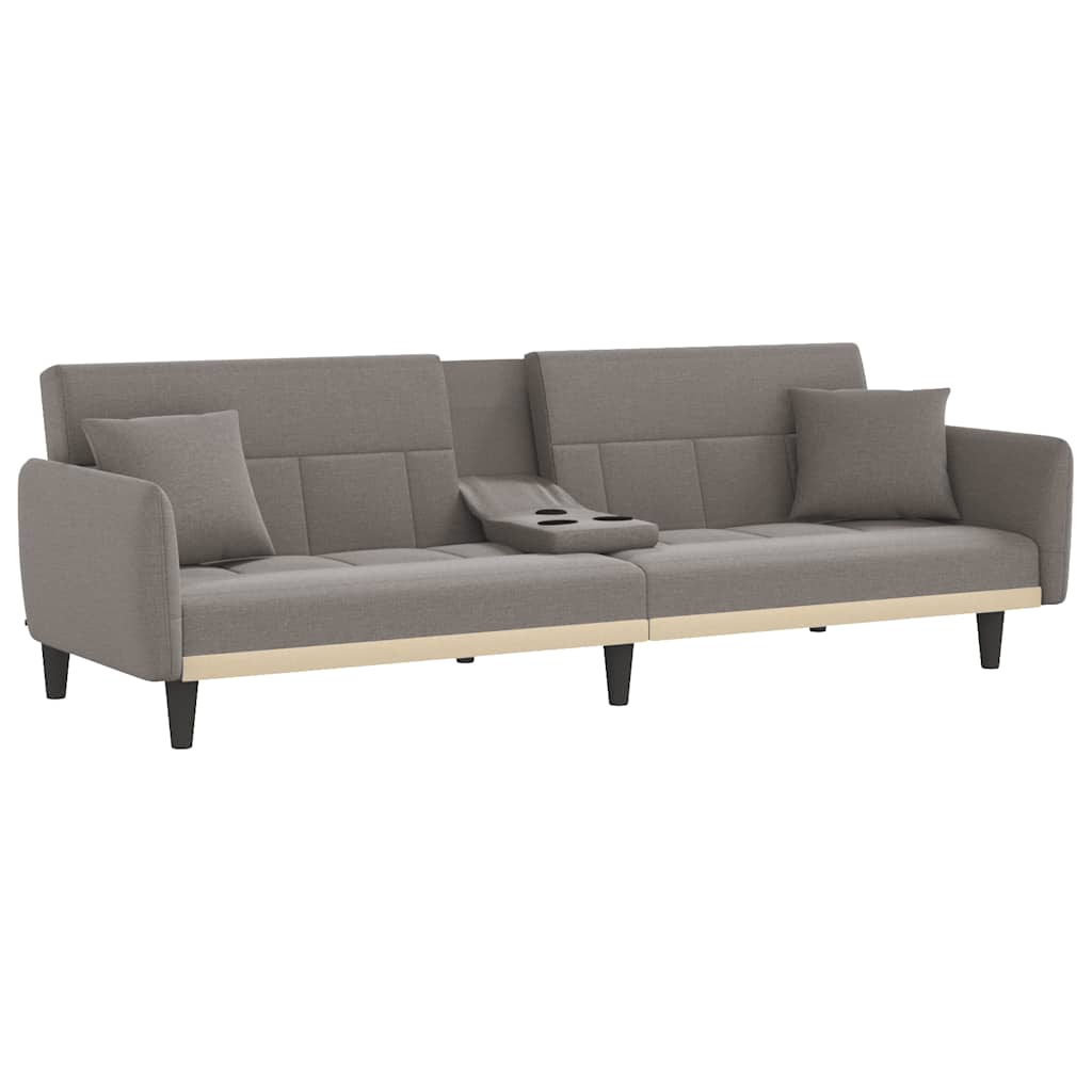 vidaXL Schlafsofa mit Getränkehaltern Taupe Stoff