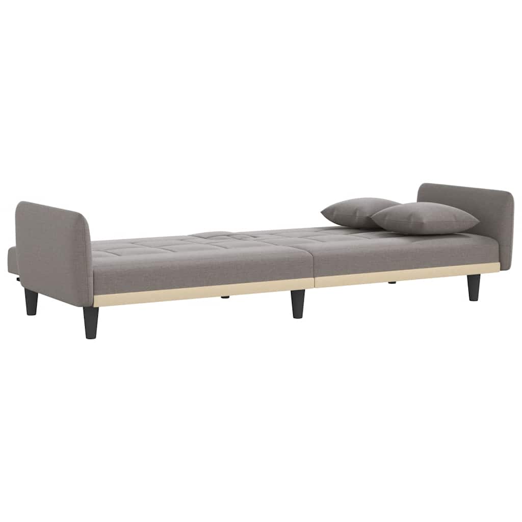 vidaXL Schlafsofa mit Getränkehaltern Taupe Stoff