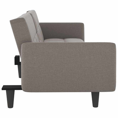 vidaXL Schlafsofa mit Getränkehaltern Taupe Stoff