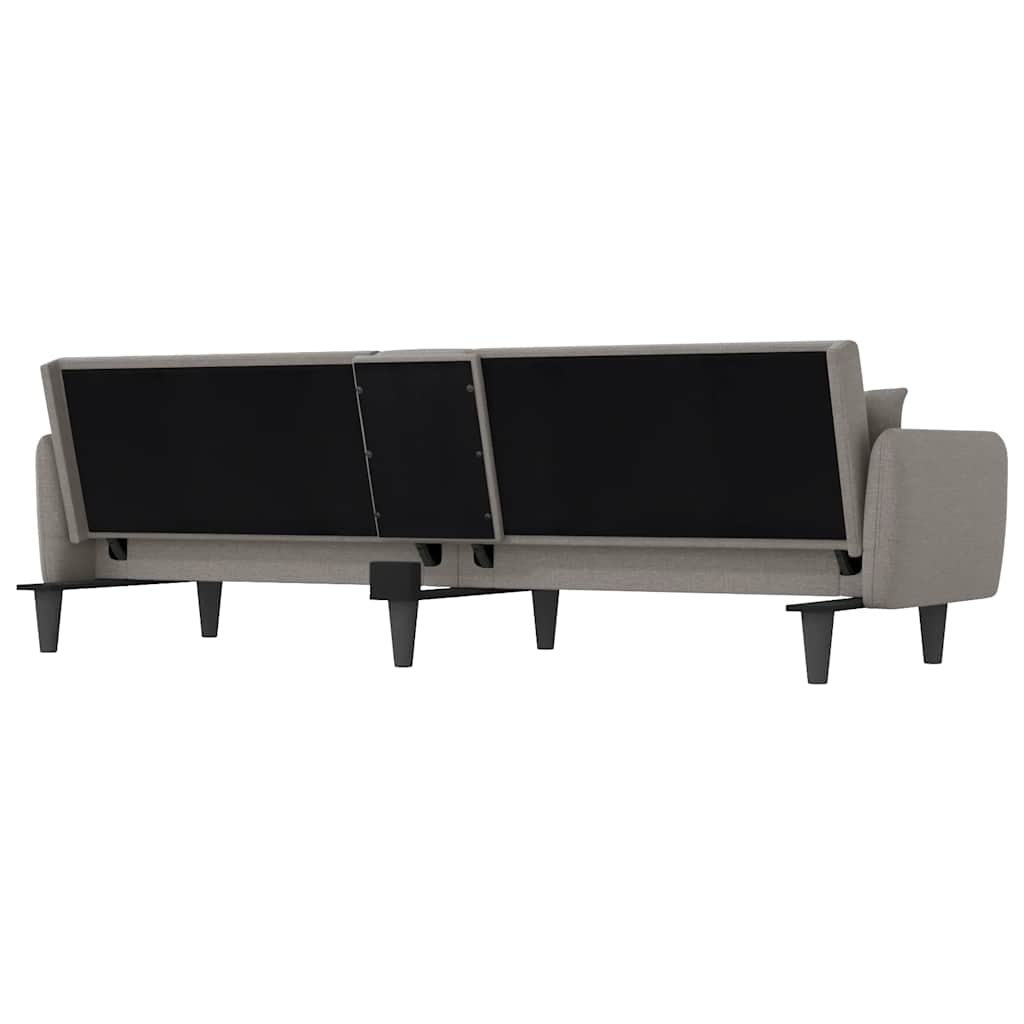 vidaXL Schlafsofa mit Getränkehaltern Taupe Stoff