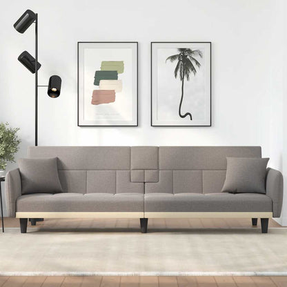 vidaXL Schlafsofa mit Getränkehaltern Taupe Stoff