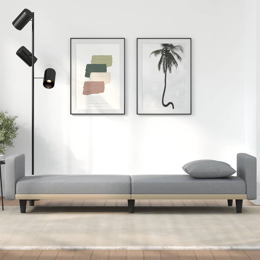 vidaXL Schlafsofa mit Kissen Hellgrau Stoff