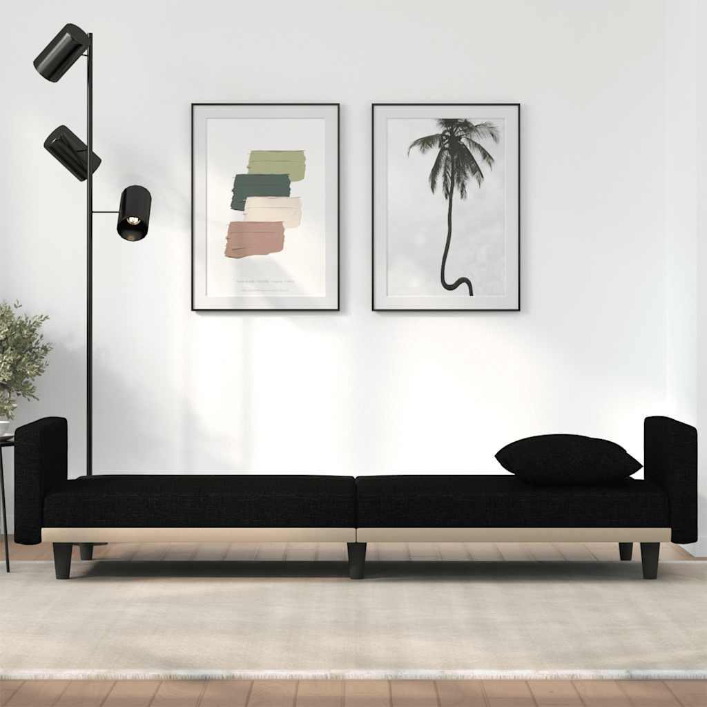 vidaXL Schlafsofa mit Kissen Schwarz Stoff