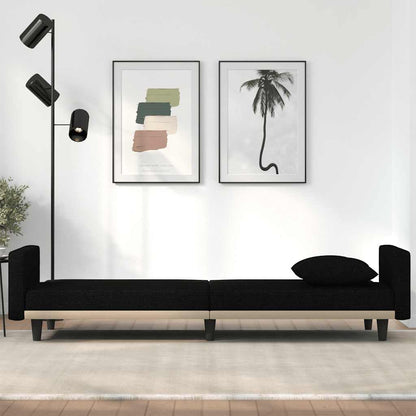 vidaXL Schlafsofa mit Kissen Schwarz Stoff