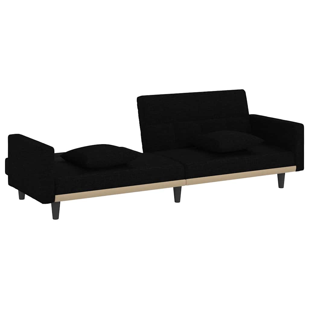vidaXL Schlafsofa mit Kissen Schwarz Stoff