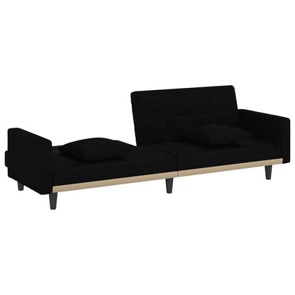 vidaXL Schlafsofa mit Kissen Schwarz Stoff