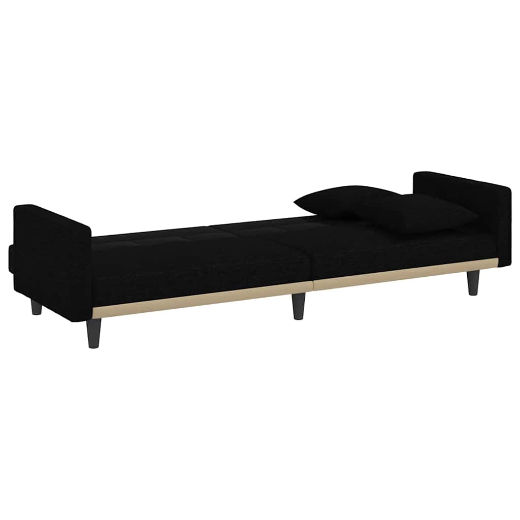vidaXL Schlafsofa mit Kissen Schwarz Stoff