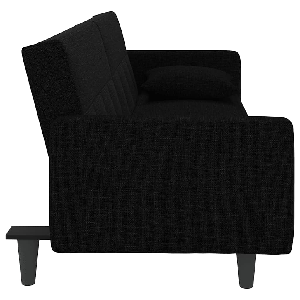vidaXL Schlafsofa mit Kissen Schwarz Stoff