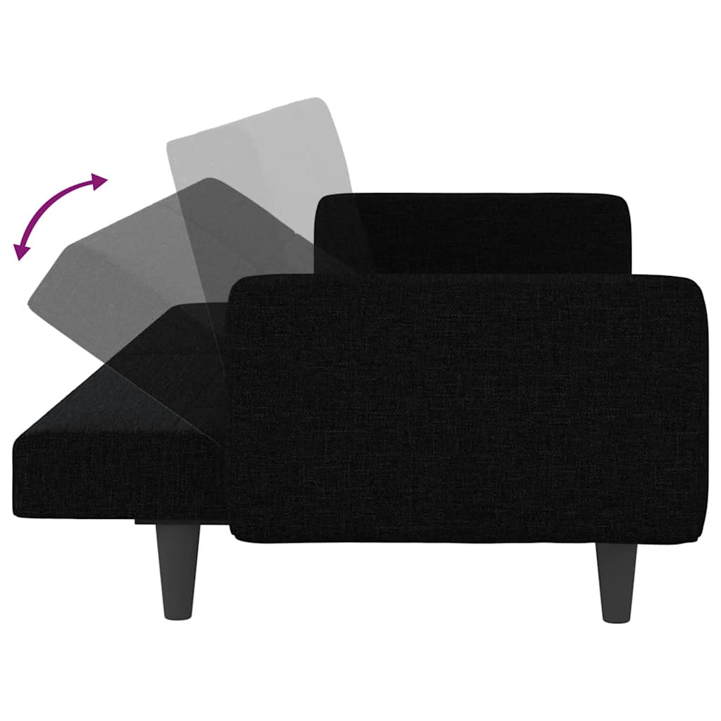 vidaXL Schlafsofa mit Kissen Schwarz Stoff